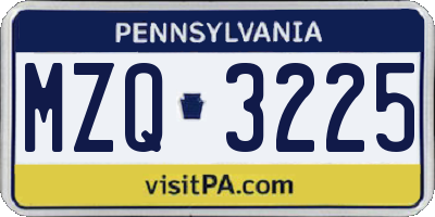 PA license plate MZQ3225