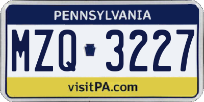 PA license plate MZQ3227