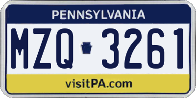 PA license plate MZQ3261