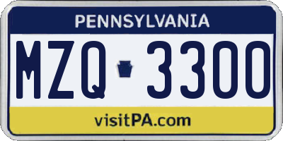 PA license plate MZQ3300
