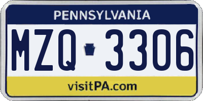 PA license plate MZQ3306