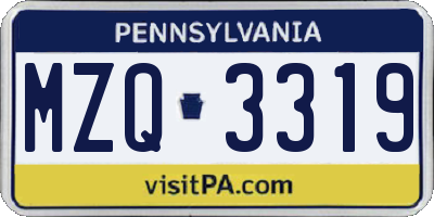 PA license plate MZQ3319