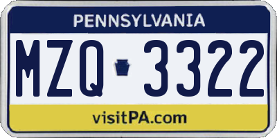PA license plate MZQ3322