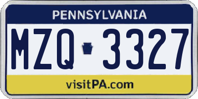PA license plate MZQ3327
