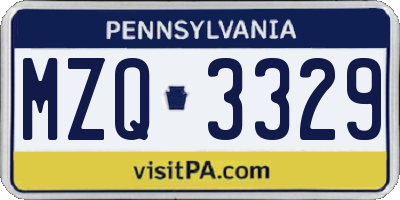 PA license plate MZQ3329