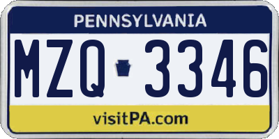 PA license plate MZQ3346