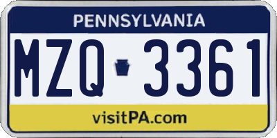 PA license plate MZQ3361