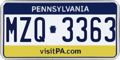 PA license plate MZQ3363