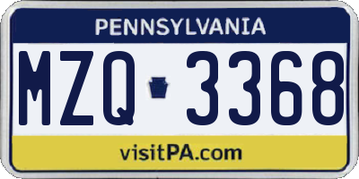 PA license plate MZQ3368