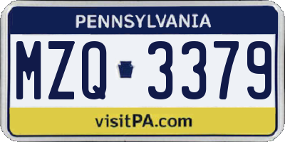 PA license plate MZQ3379
