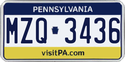 PA license plate MZQ3436