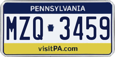 PA license plate MZQ3459