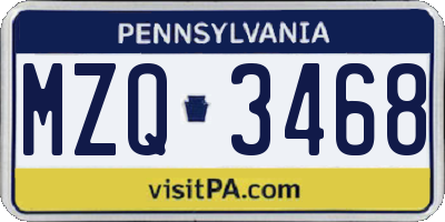 PA license plate MZQ3468