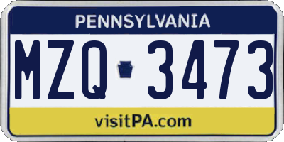 PA license plate MZQ3473