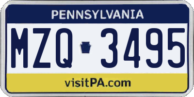 PA license plate MZQ3495