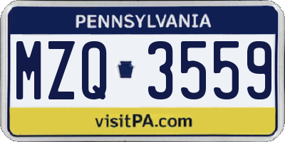 PA license plate MZQ3559