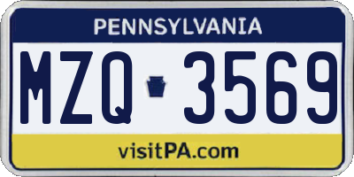 PA license plate MZQ3569