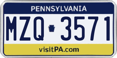 PA license plate MZQ3571
