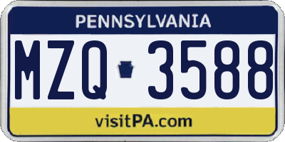 PA license plate MZQ3588
