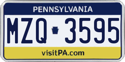 PA license plate MZQ3595