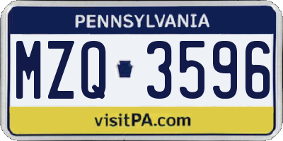 PA license plate MZQ3596