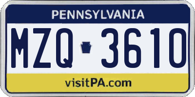 PA license plate MZQ3610