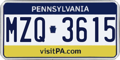 PA license plate MZQ3615