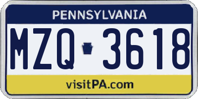 PA license plate MZQ3618