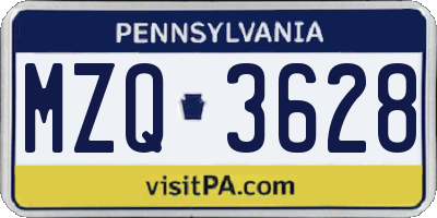 PA license plate MZQ3628
