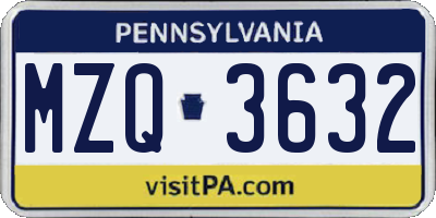 PA license plate MZQ3632