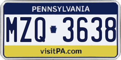 PA license plate MZQ3638