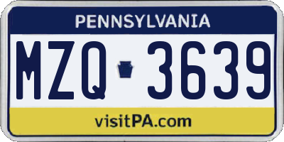 PA license plate MZQ3639