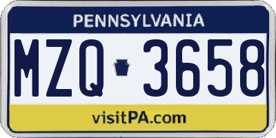 PA license plate MZQ3658