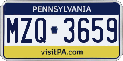 PA license plate MZQ3659