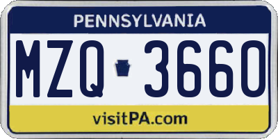 PA license plate MZQ3660