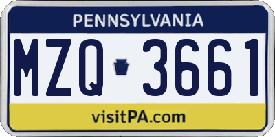 PA license plate MZQ3661