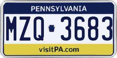 PA license plate MZQ3683