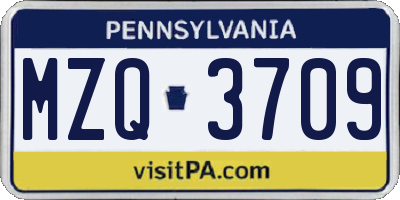 PA license plate MZQ3709