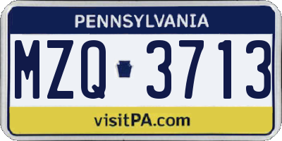 PA license plate MZQ3713
