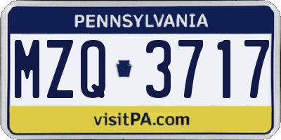 PA license plate MZQ3717