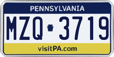 PA license plate MZQ3719
