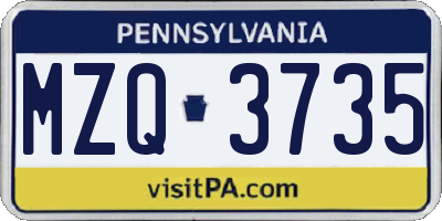 PA license plate MZQ3735