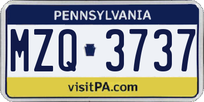 PA license plate MZQ3737