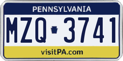 PA license plate MZQ3741