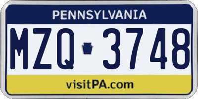 PA license plate MZQ3748