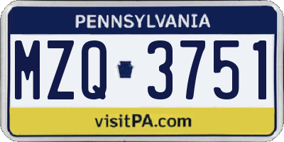 PA license plate MZQ3751