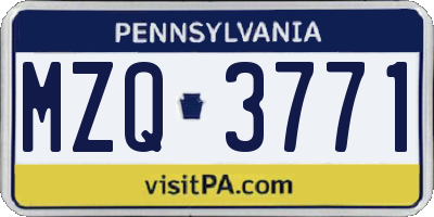 PA license plate MZQ3771