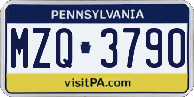 PA license plate MZQ3790