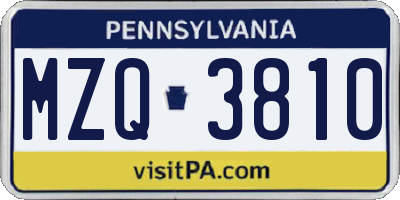 PA license plate MZQ3810