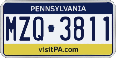 PA license plate MZQ3811